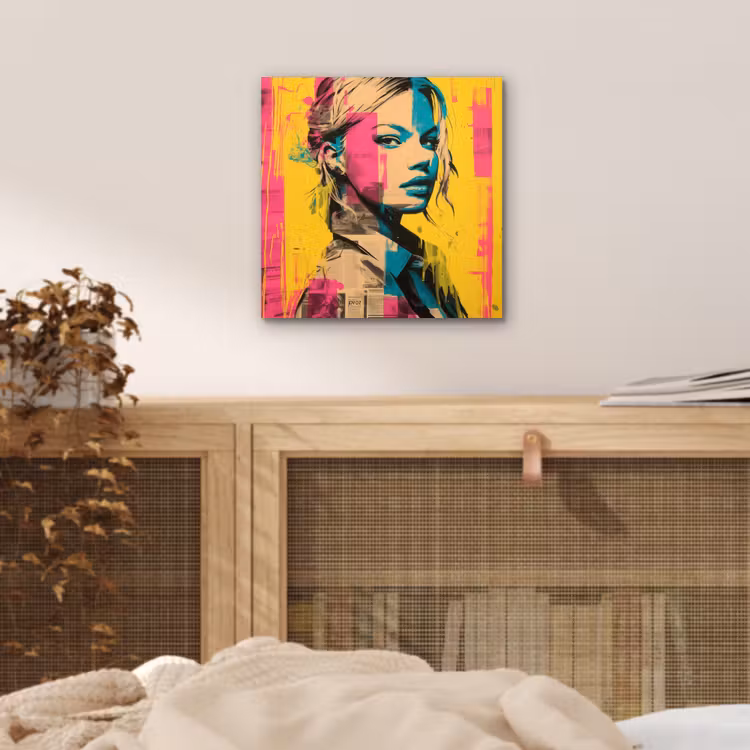 Aluminium schilderij - Vrouw - Verfstrepen - Gekleurd — 4