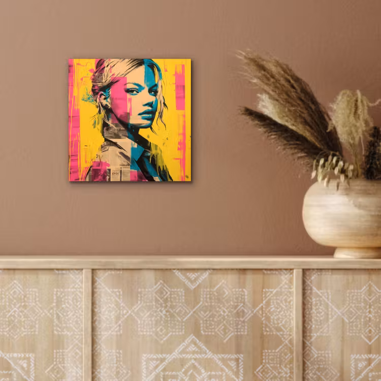 Aluminium schilderij - Vrouw - Verfstrepen - Gekleurd — 5