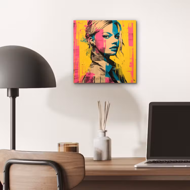 Aluminium schilderij - Vrouw - Verfstrepen - Gekleurd — 6