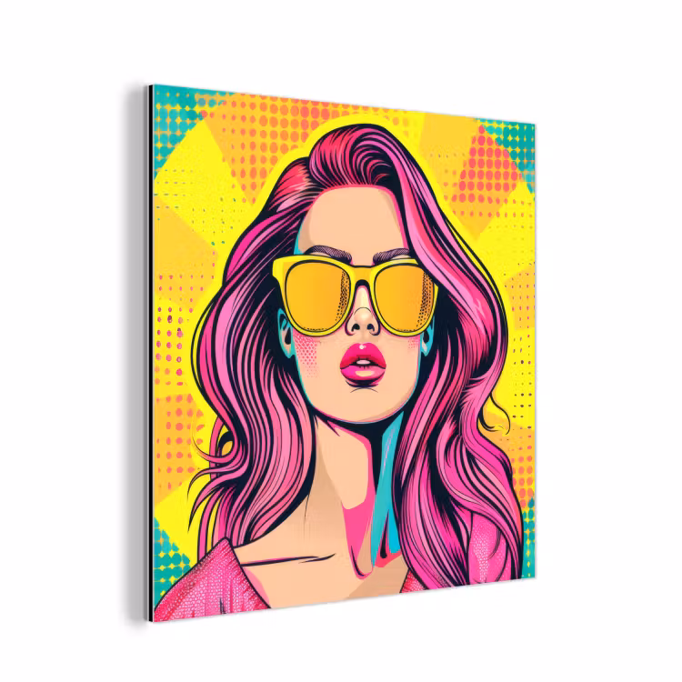 Aluminium schilderij - Zonnebril - Vrouw - Zonnig - Geel — 1
