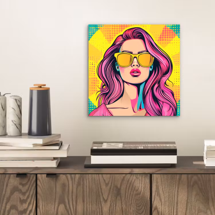 Aluminium schilderij - Zonnebril - Vrouw - Zonnig - Geel — 2