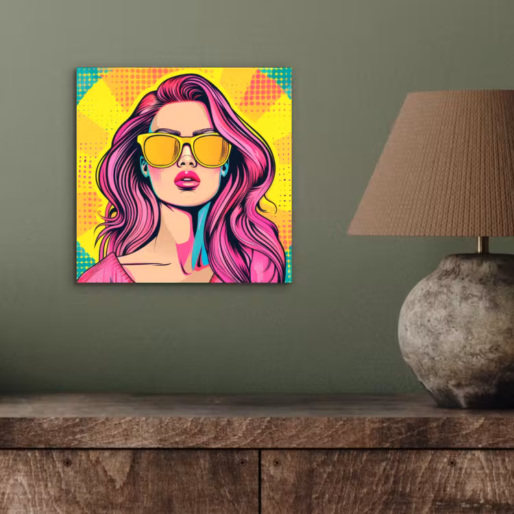 Aluminium schilderij - Zonnebril - Vrouw - Zonnig - Geel — 3