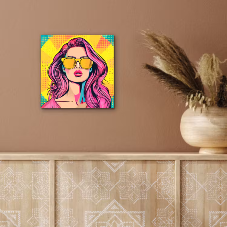 Aluminium schilderij - Zonnebril - Vrouw - Zonnig - Geel — 5