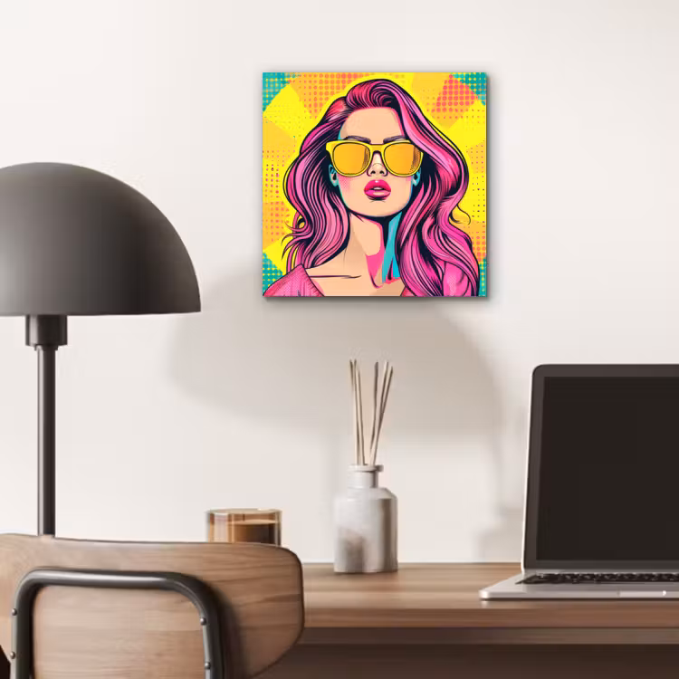 Aluminium schilderij - Zonnebril - Vrouw - Zonnig - Geel — 6