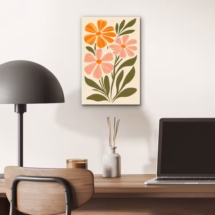 Aluminium schilderij - Minimalistisch - Bloemen - Bladeren - Roze — 6