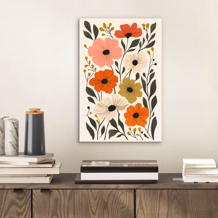 Aluminium schilderij - Veldbloemen - Stengels - Blaadjes - Groen — 2