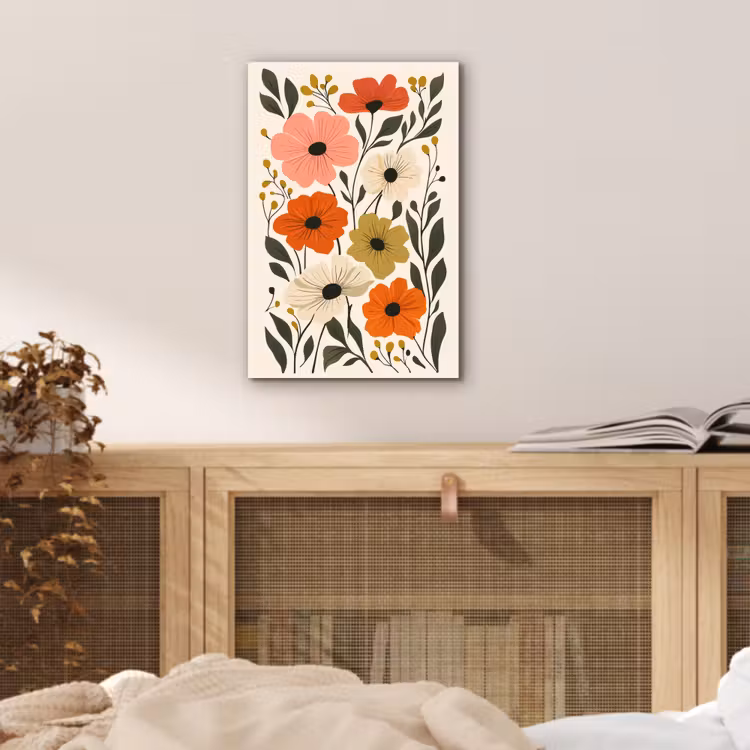 Aluminium schilderij - Veldbloemen - Stengels - Blaadjes - Groen — 4