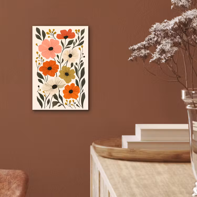Aluminium schilderij - Veldbloemen - Stengels - Blaadjes - Groen — 5