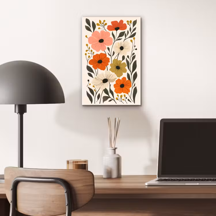 Aluminium schilderij - Veldbloemen - Stengels - Blaadjes - Groen — 6