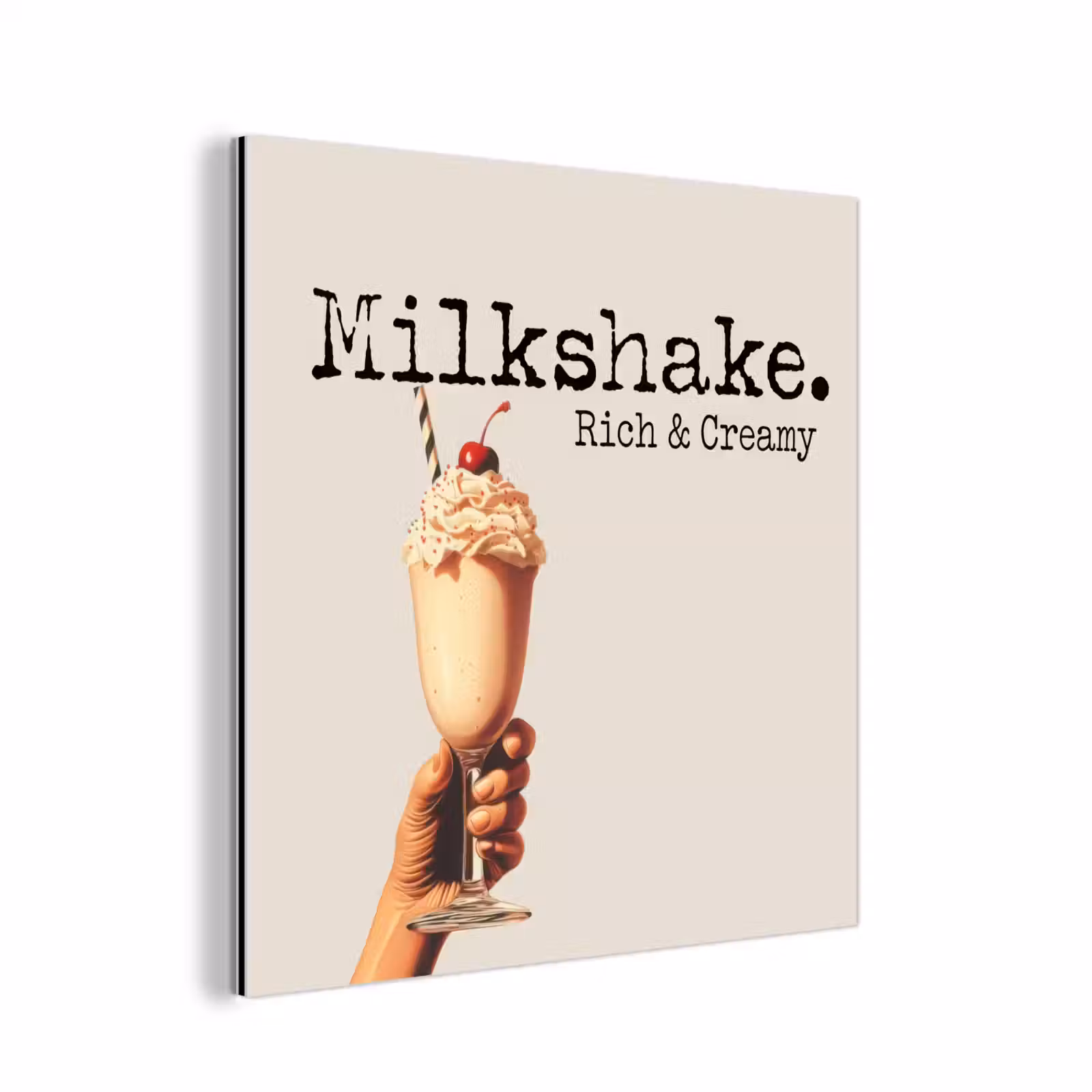 Aluminium schilderij - Milkshake - Kers - Rietje — 1