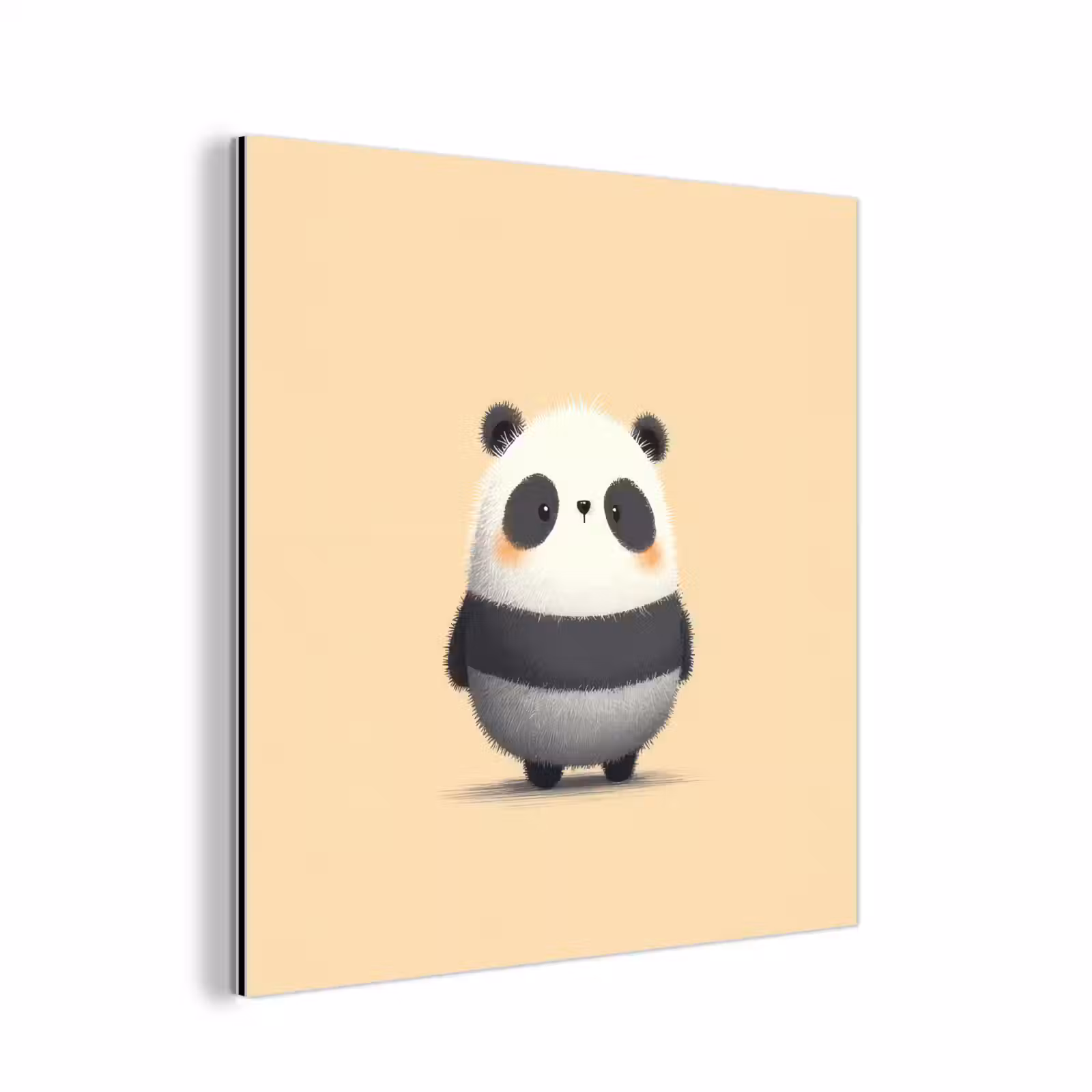 Aluminium schilderij - Panda - Beige - Minimalistisch — 1