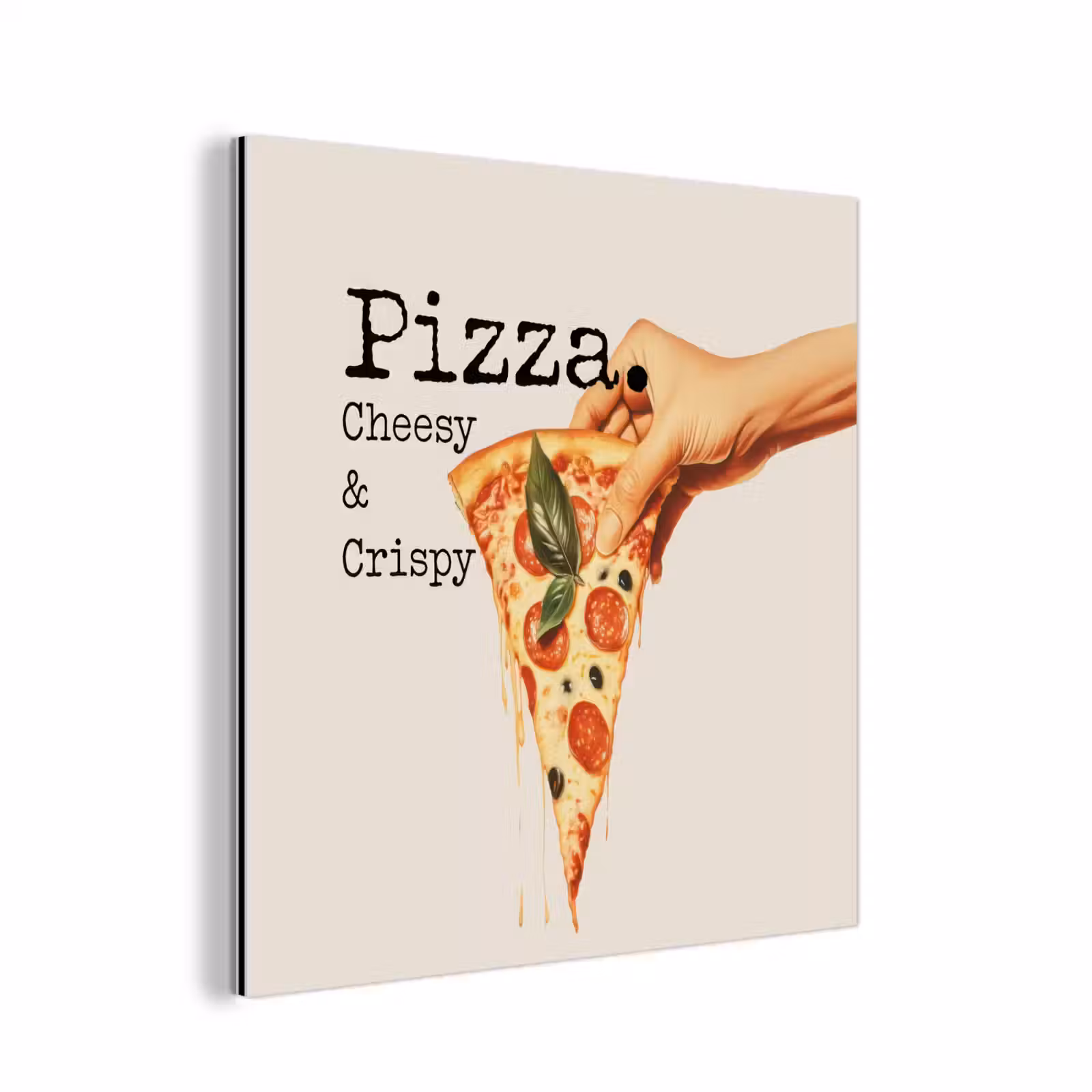 Aluminium schilderij - Pizza - Kaas - Pepperoni — 1