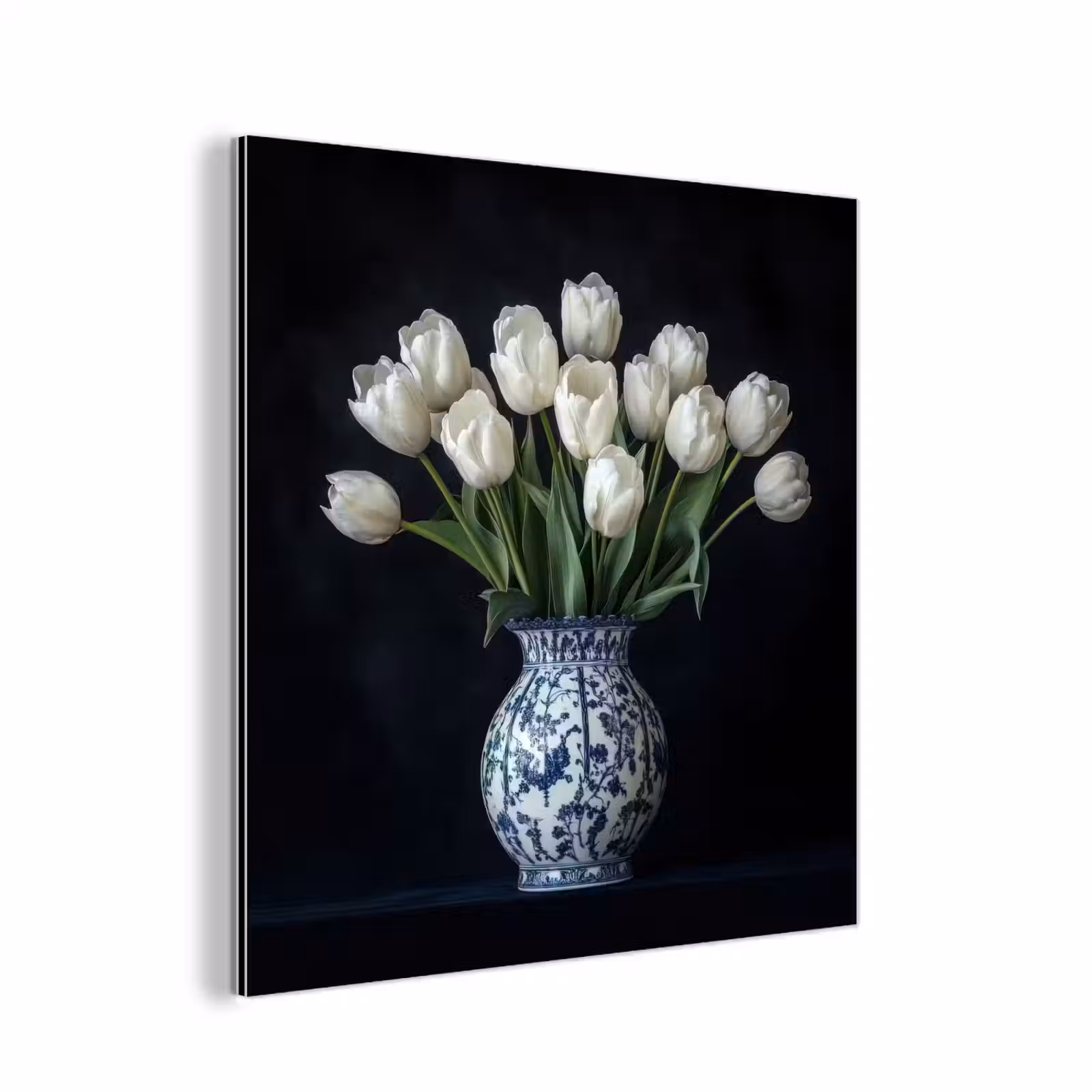 Aluminium schilderij - Wit - Bloemen - Tulpen - Vaas — 1
