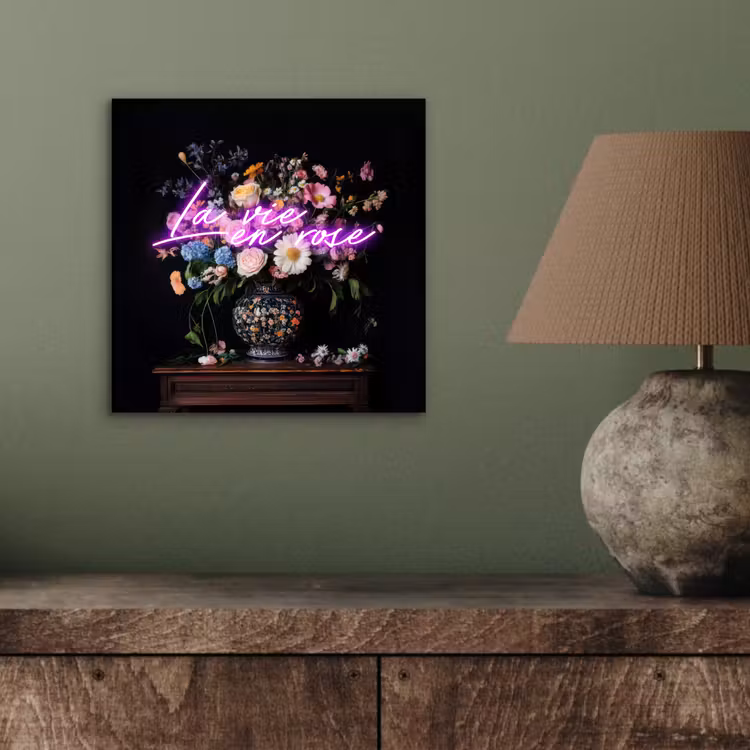 Aluminium schilderij - Neon - Vaas - Bloemen — 3