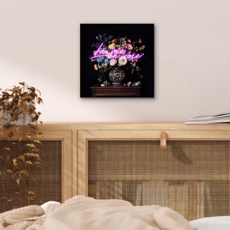 Aluminium schilderij - Neon - Vaas - Bloemen — 4