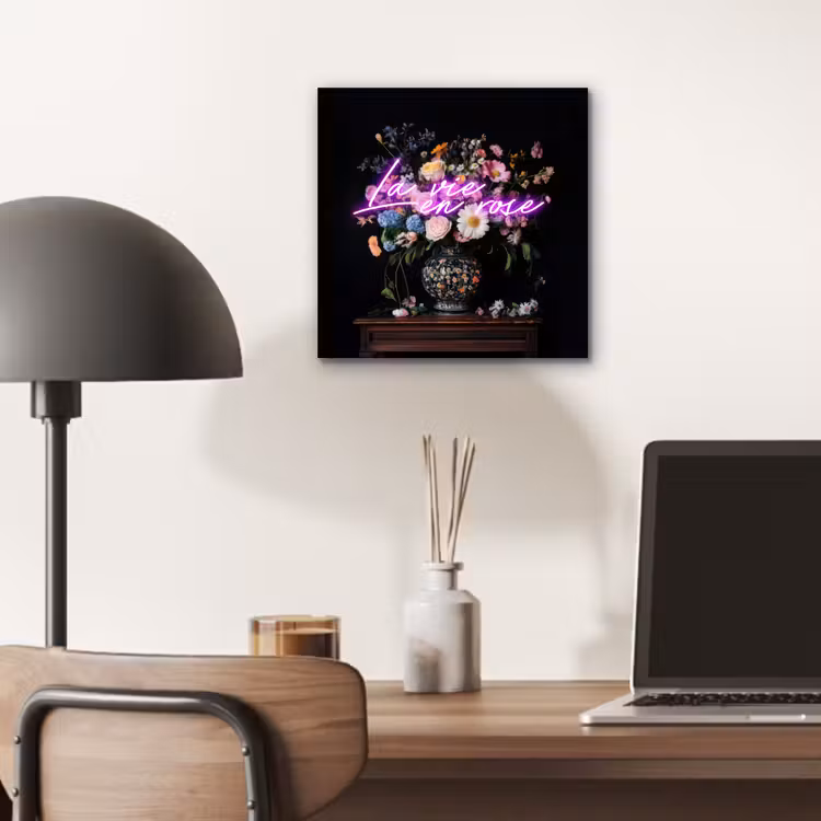 Aluminium schilderij - Neon - Vaas - Bloemen — 6