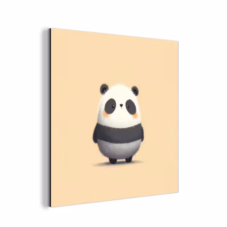 Aluminium schilderij - Panda - Beige - Minimalistisch — 1