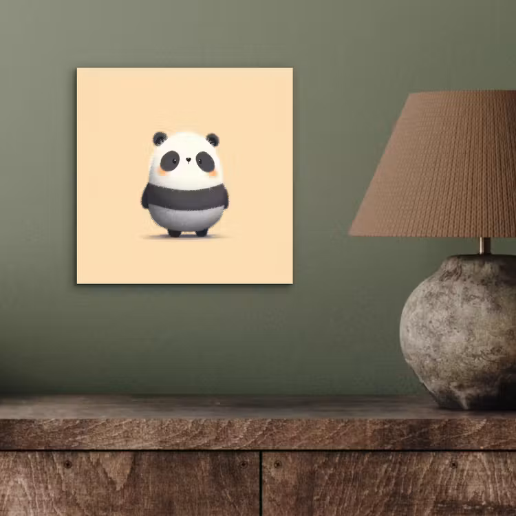 Aluminium schilderij - Panda - Beige - Minimalistisch — 3