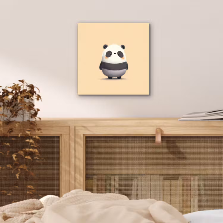 Aluminium schilderij - Panda - Beige - Minimalistisch — 4