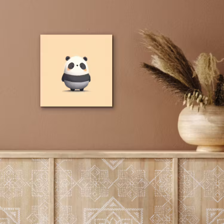 Aluminium schilderij - Panda - Beige - Minimalistisch — 5