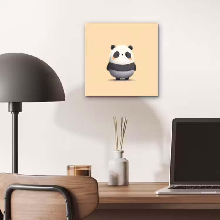 Aluminium schilderij - Panda - Beige - Minimalistisch — 6