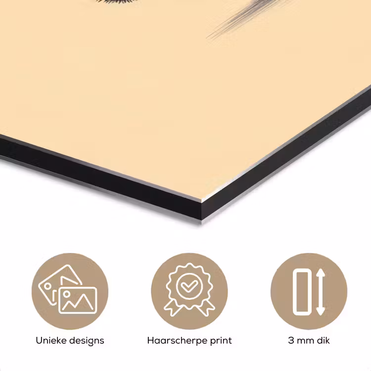 Aluminium schilderij - Panda - Beige - Minimalistisch — 7