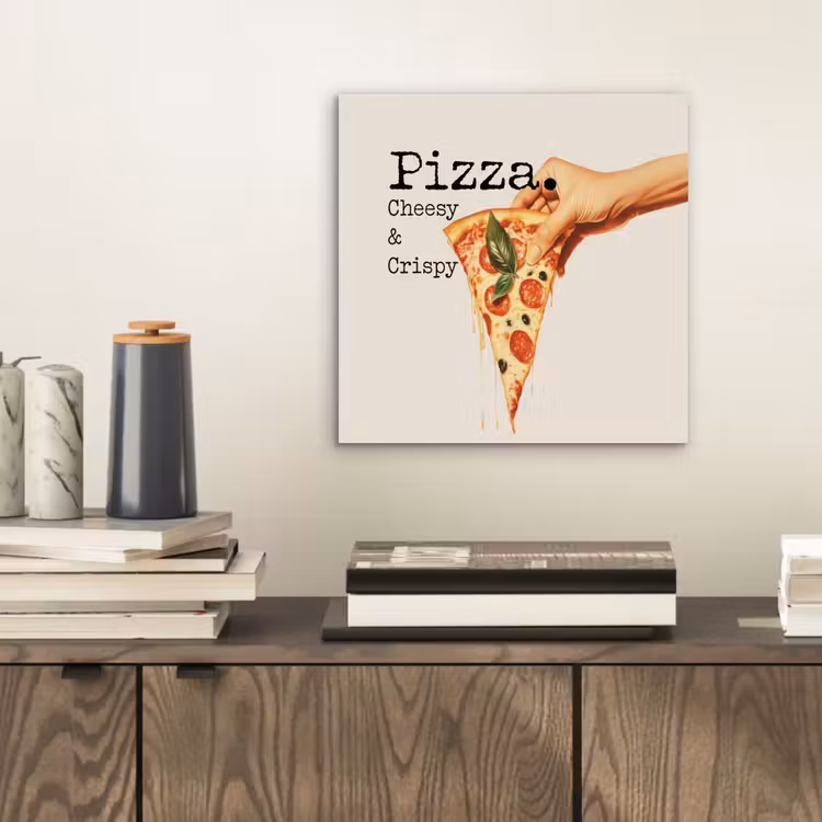 Aluminium schilderij - Pizza - Kaas - Pepperoni — 2