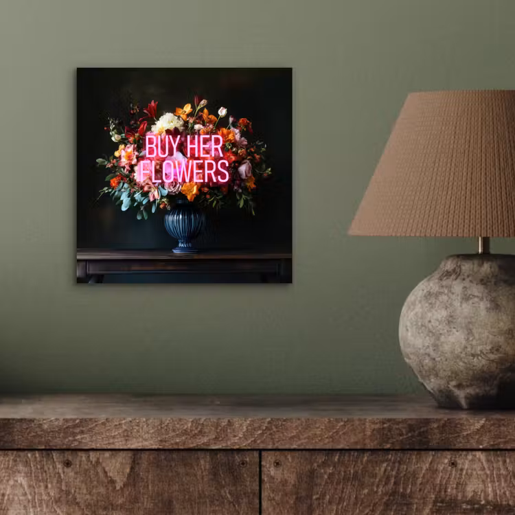 Aluminium schilderij - Quote - Bloemen - Vaas - Neon — 3