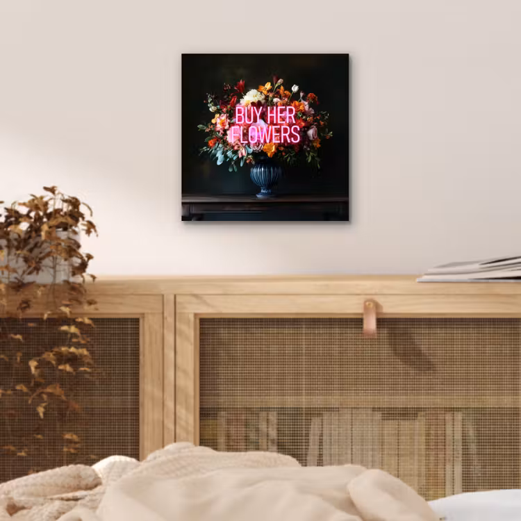 Aluminium schilderij - Quote - Bloemen - Vaas - Neon — 4
