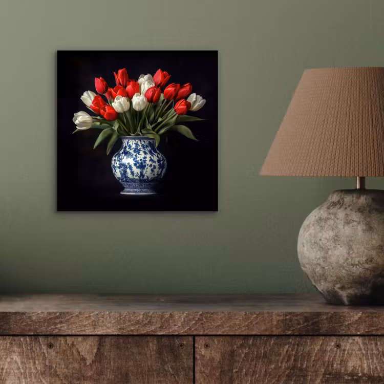 Aluminium schilderij - Rode - Bloemen - Tulpen - Vaas — 3