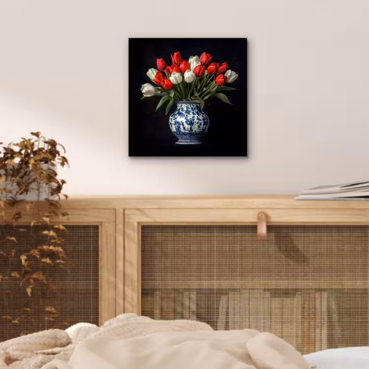 Aluminium schilderij - Rode - Bloemen - Tulpen - Vaas — 4
