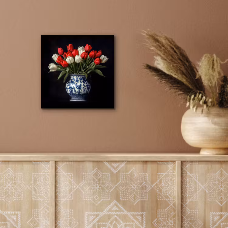 Aluminium schilderij - Rode - Bloemen - Tulpen - Vaas — 5