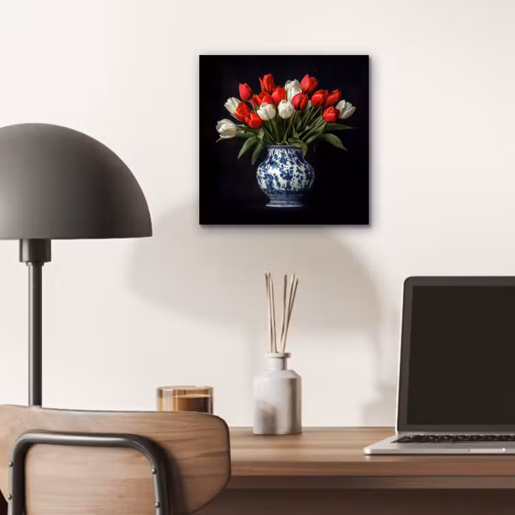 Aluminium schilderij - Rode - Bloemen - Tulpen - Vaas — 6