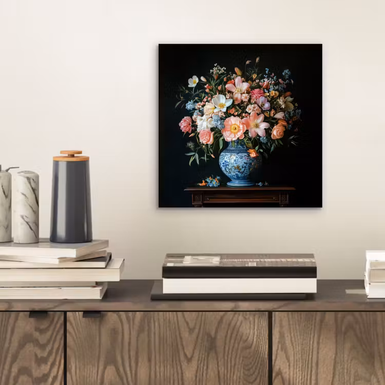 Aluminium schilderij - Roze - Bloemen - Vaas - Kleuren — 2