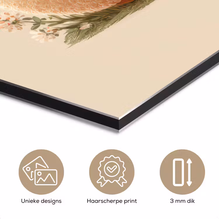 Aluminium schilderij - Schaap - Beige - Bloemen — 7