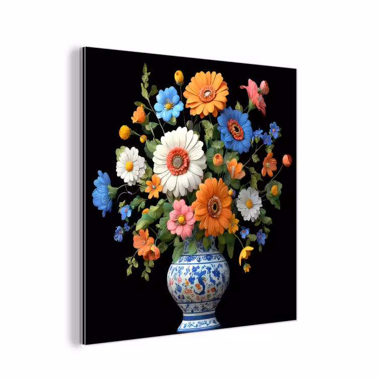 Aluminium schilderij - Vaas - Boeket - Bloemen - Kleur — 1