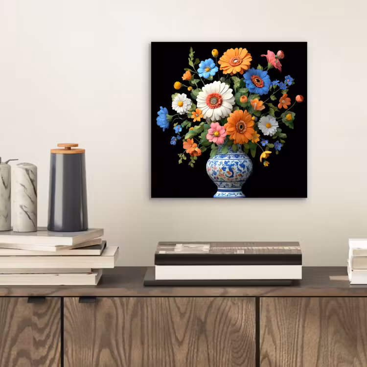 Aluminium schilderij - Vaas - Boeket - Bloemen - Kleur — 2