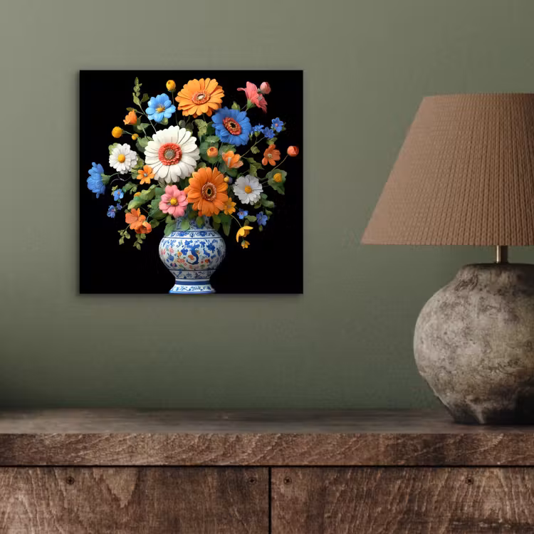 Aluminium schilderij - Vaas - Boeket - Bloemen - Kleur — 3