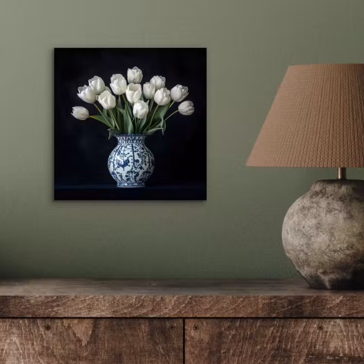 Aluminium schilderij - Wit - Bloemen - Tulpen - Vaas — 3