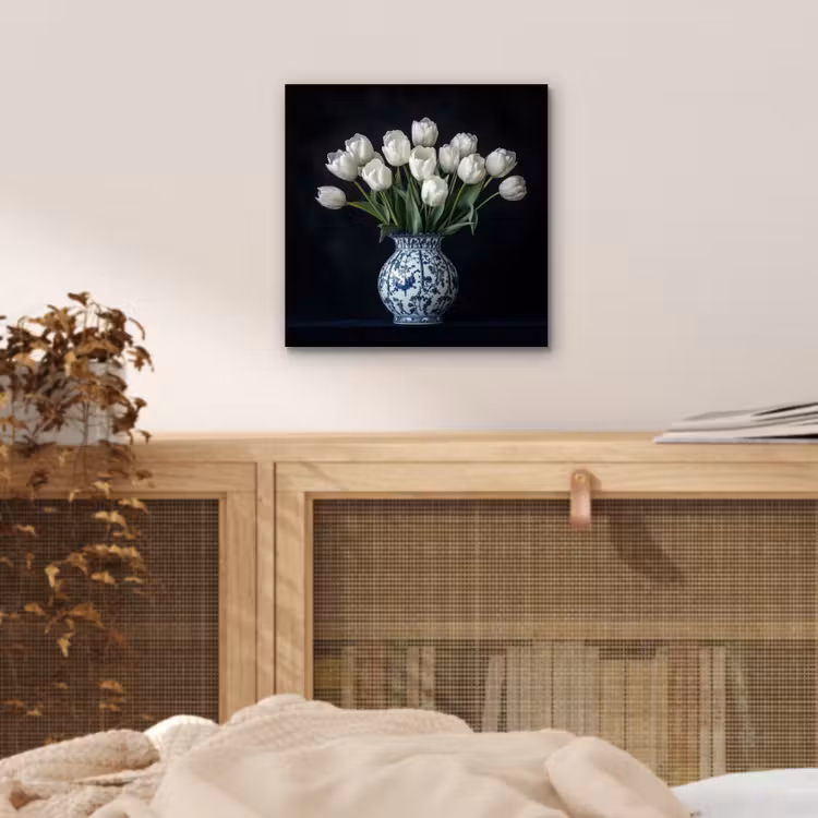 Aluminium schilderij - Wit - Bloemen - Tulpen - Vaas — 4