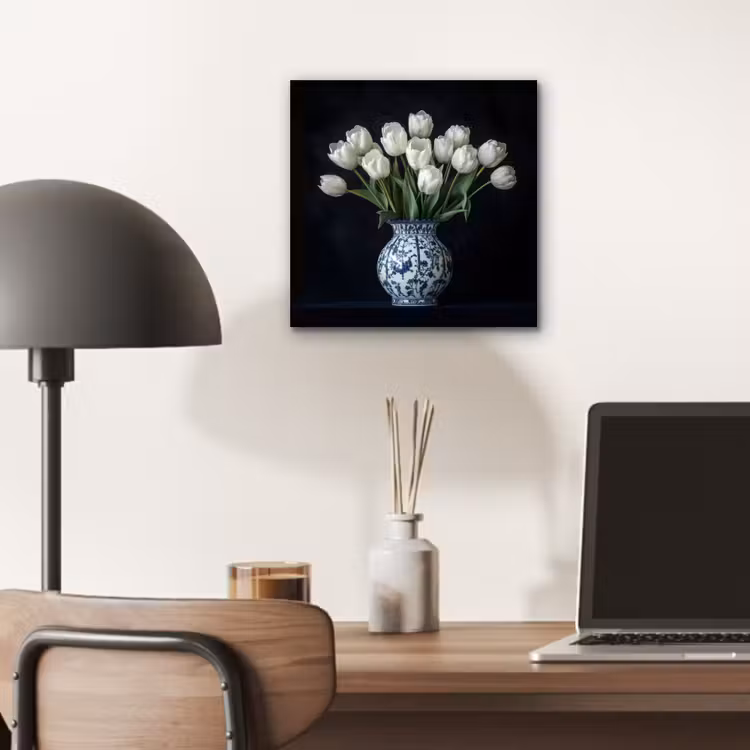 Aluminium schilderij - Wit - Bloemen - Tulpen - Vaas — 6