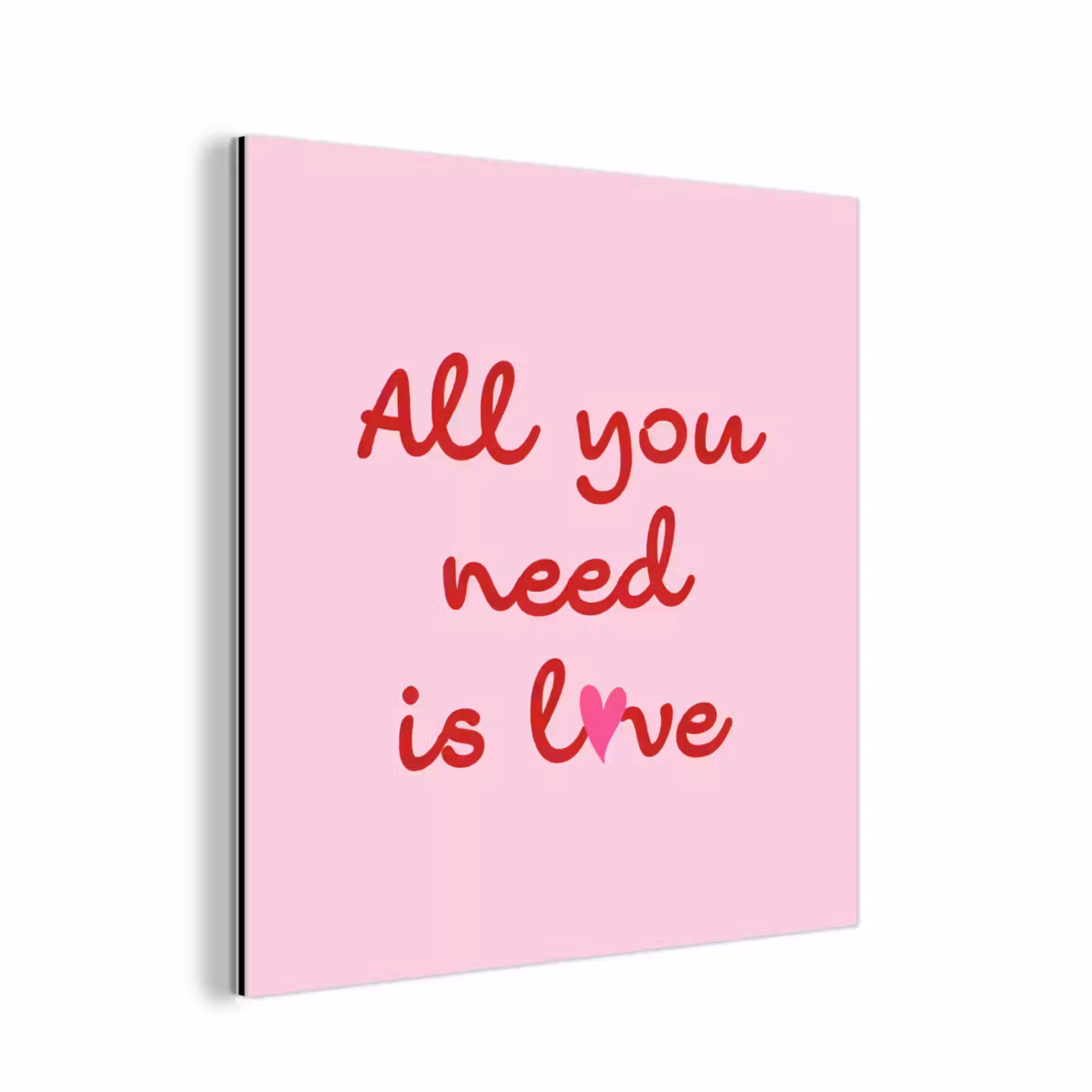 Aluminium schilderij - Tekst - Roze - Love - Hart — 1