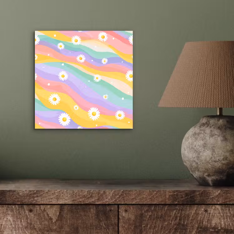Aluminium schilderij - Madeliefjes - Kleurrijk - Pastel — 3
