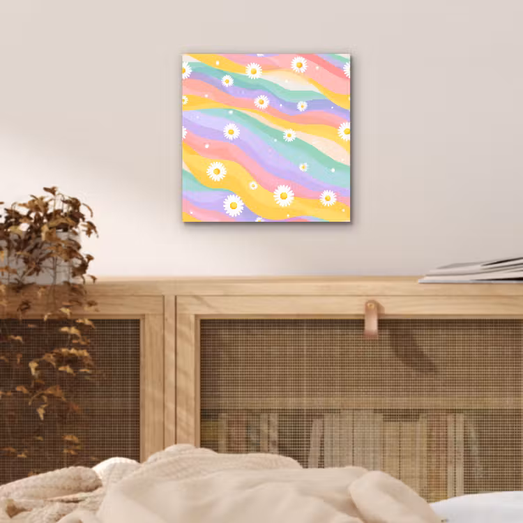 Aluminium schilderij - Madeliefjes - Kleurrijk - Pastel — 4