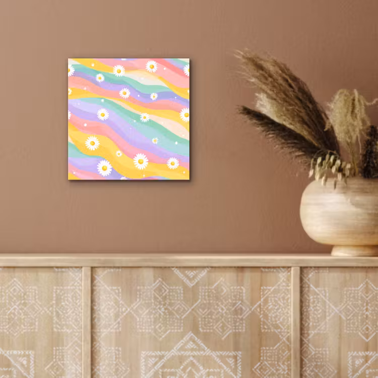 Aluminium schilderij - Madeliefjes - Kleurrijk - Pastel — 5