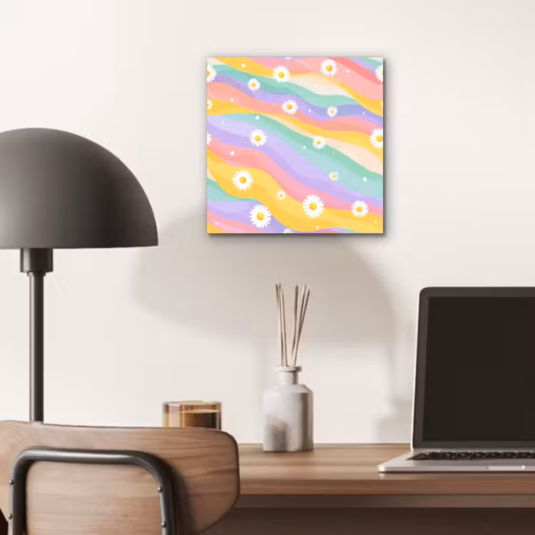 Aluminium schilderij - Madeliefjes - Kleurrijk - Pastel — 6