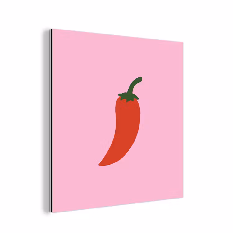 Aluminium schilderij - Peper - Rood - Illustratie — 1
