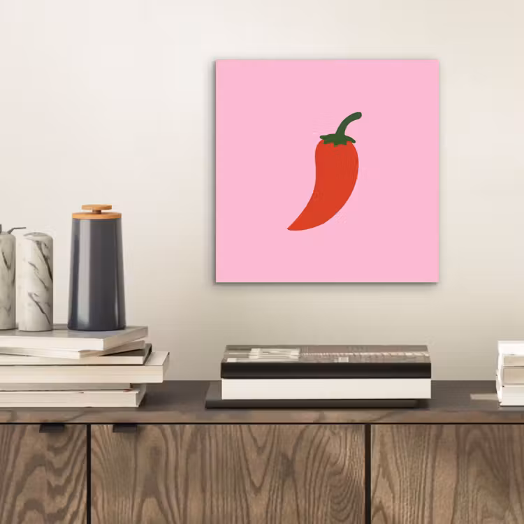 Aluminium schilderij - Peper - Rood - Illustratie — 2