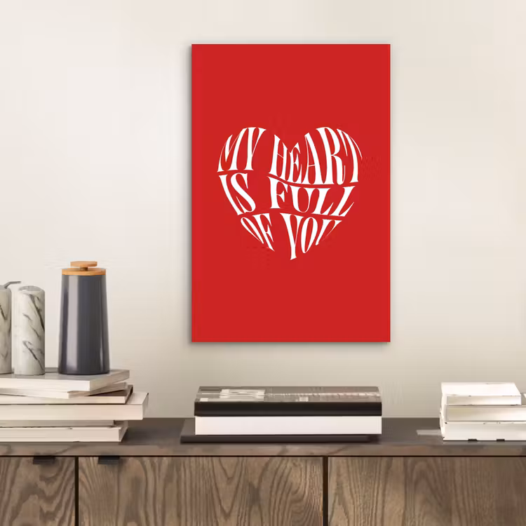 Aluminium schilderij - Rood - Hart- Tekst - Valentijn — 2