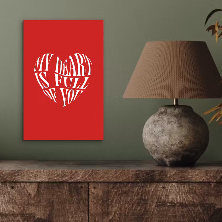 Aluminium schilderij - Rood - Hart- Tekst - Valentijn — 3